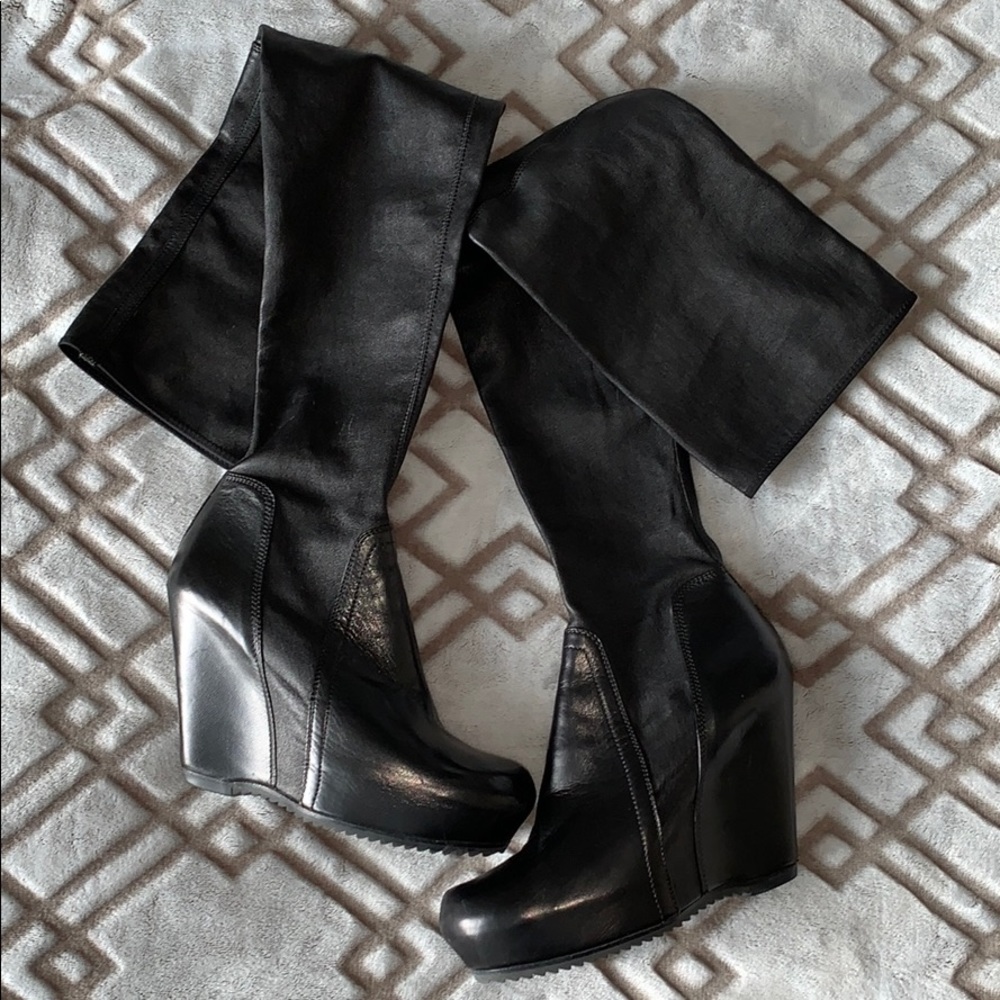 Rick Owens Thigh Leather Wedges - 37.5